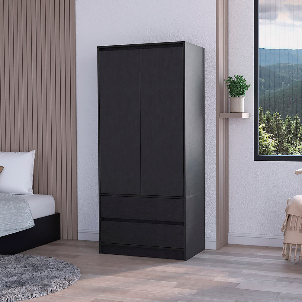 Avra 2 Drawers Armoire, 2-Door, Hanging Rod