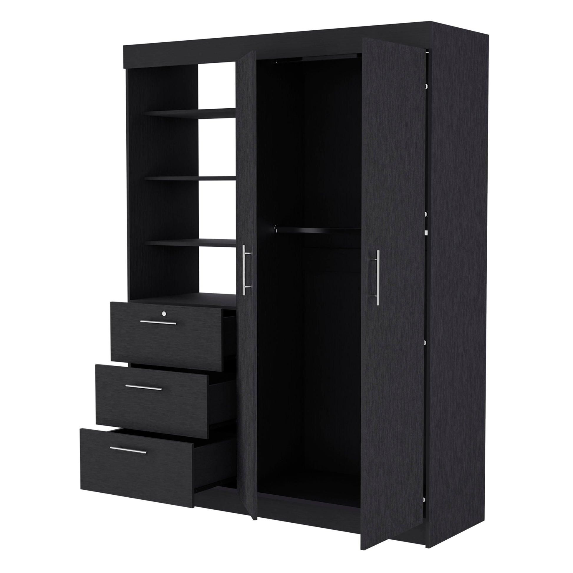 Tempe 3 Drawer Armoire Black Modern Dresser