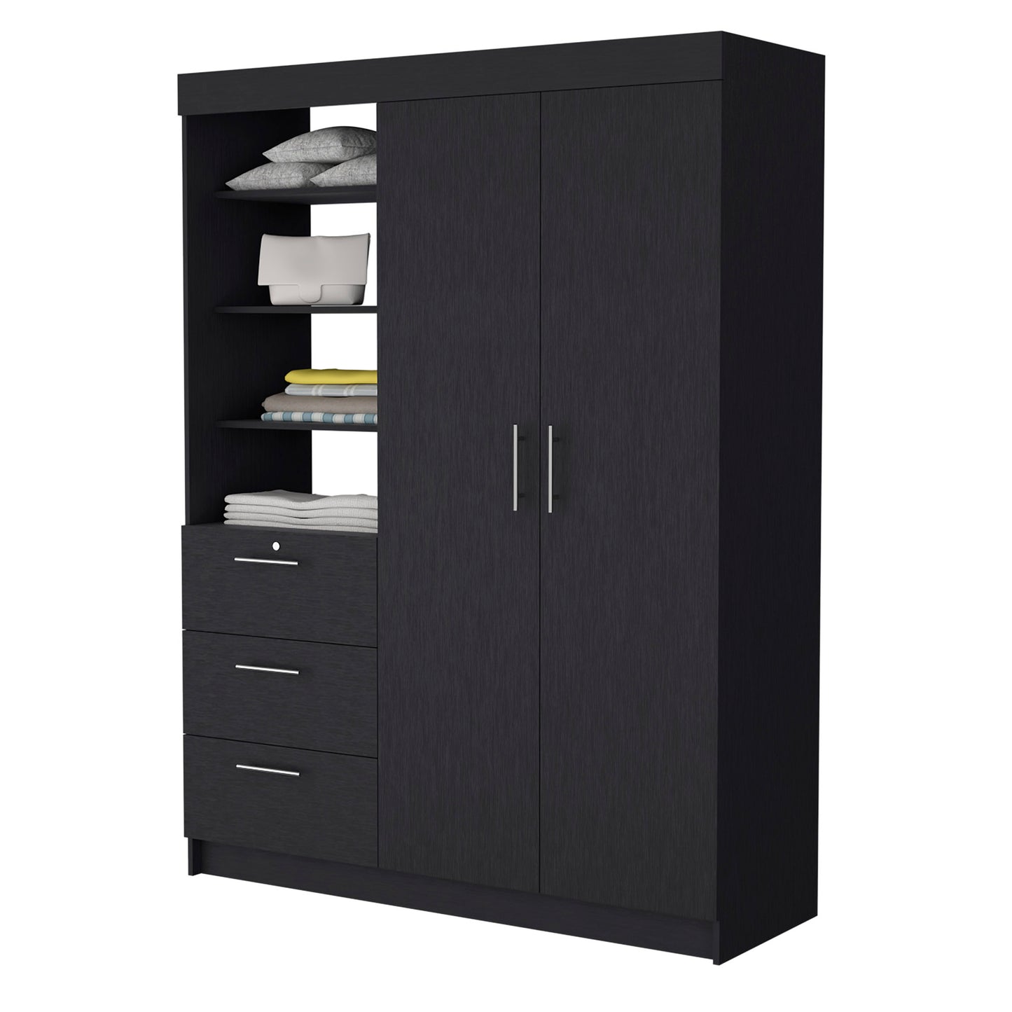 Tempe 3 Drawer Armoire Black Modern Dresser