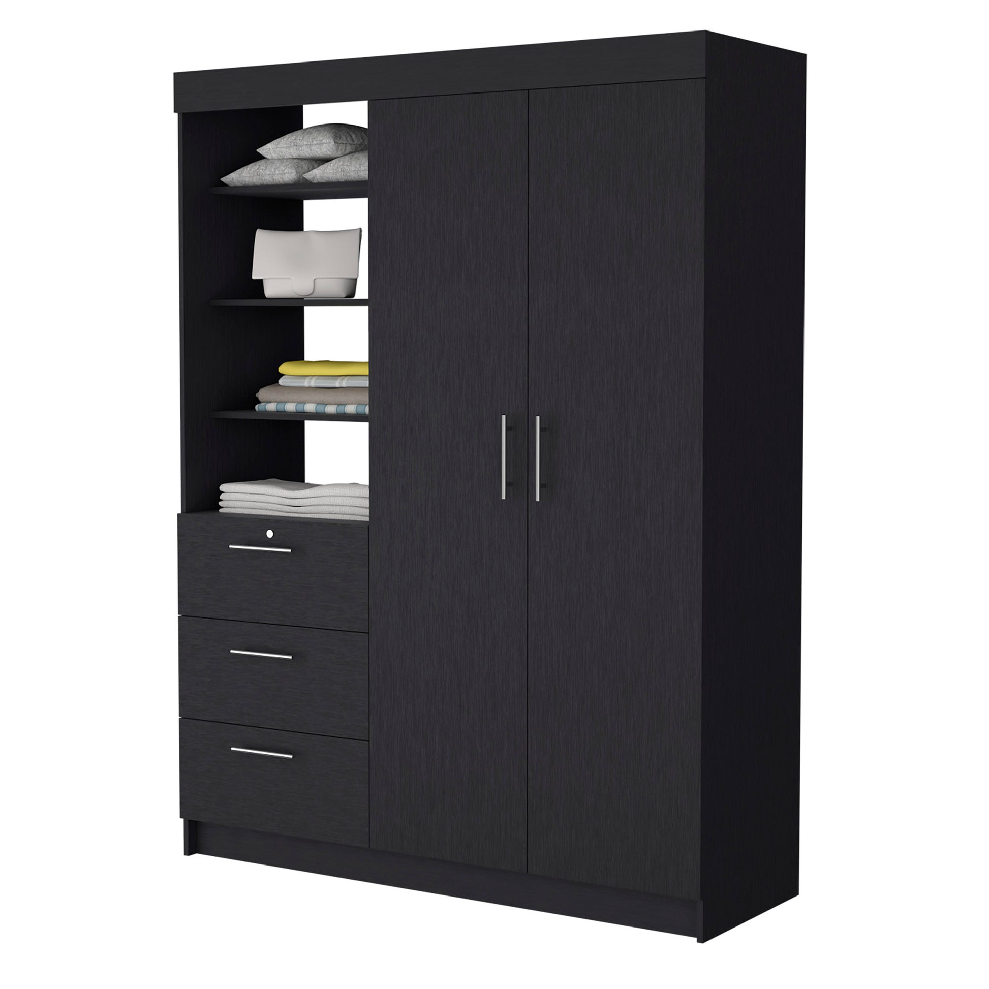 Tempe 3 Drawer Armoire Black Modern Dresser