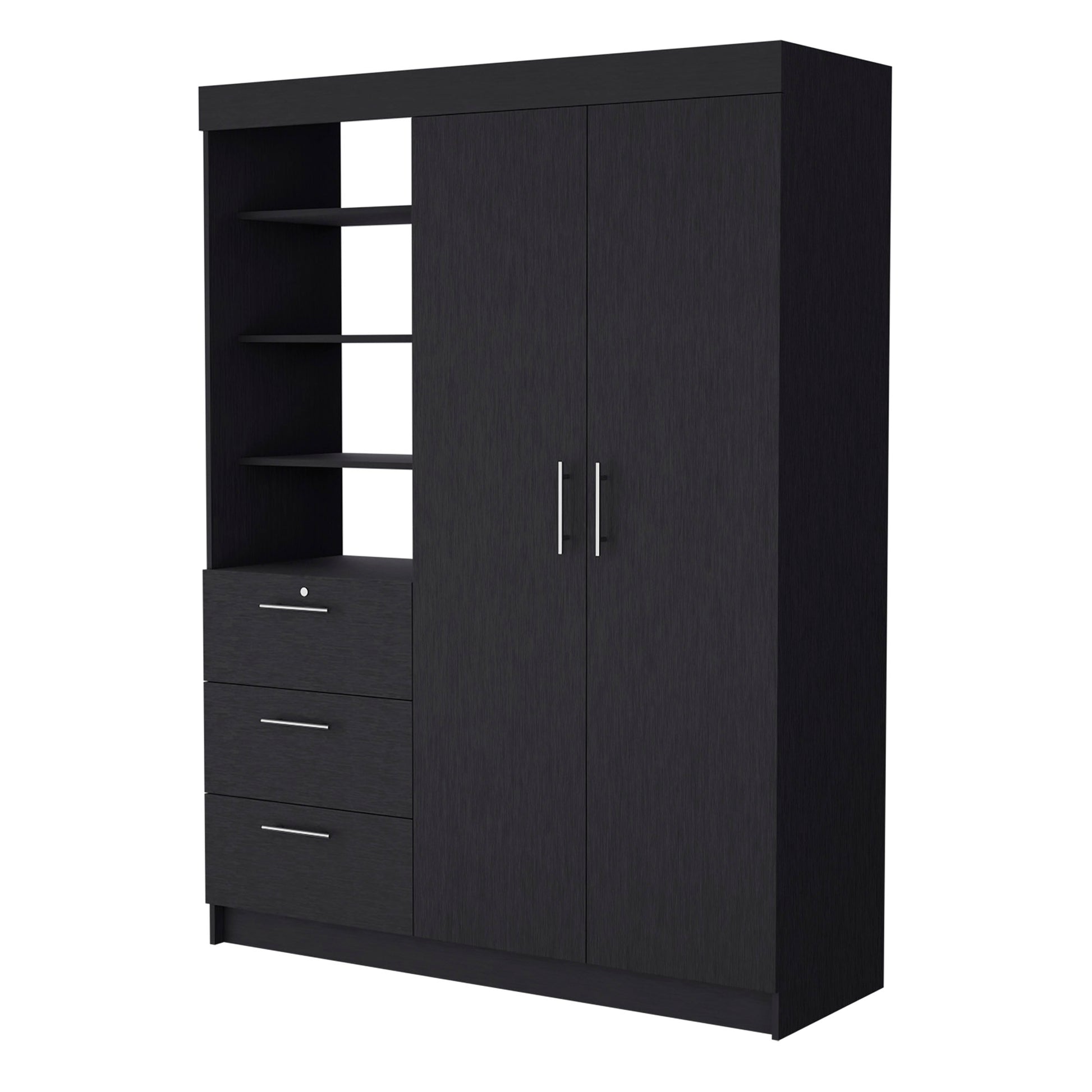 Tempe 3 Drawer Armoire Black Modern Dresser