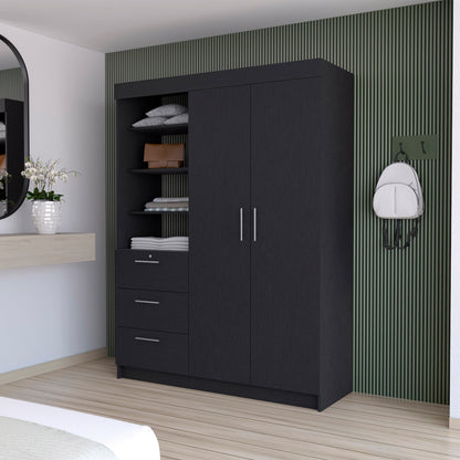 Tempe 3 Drawers Armoire, 3-Tier Shelf, 2-Door