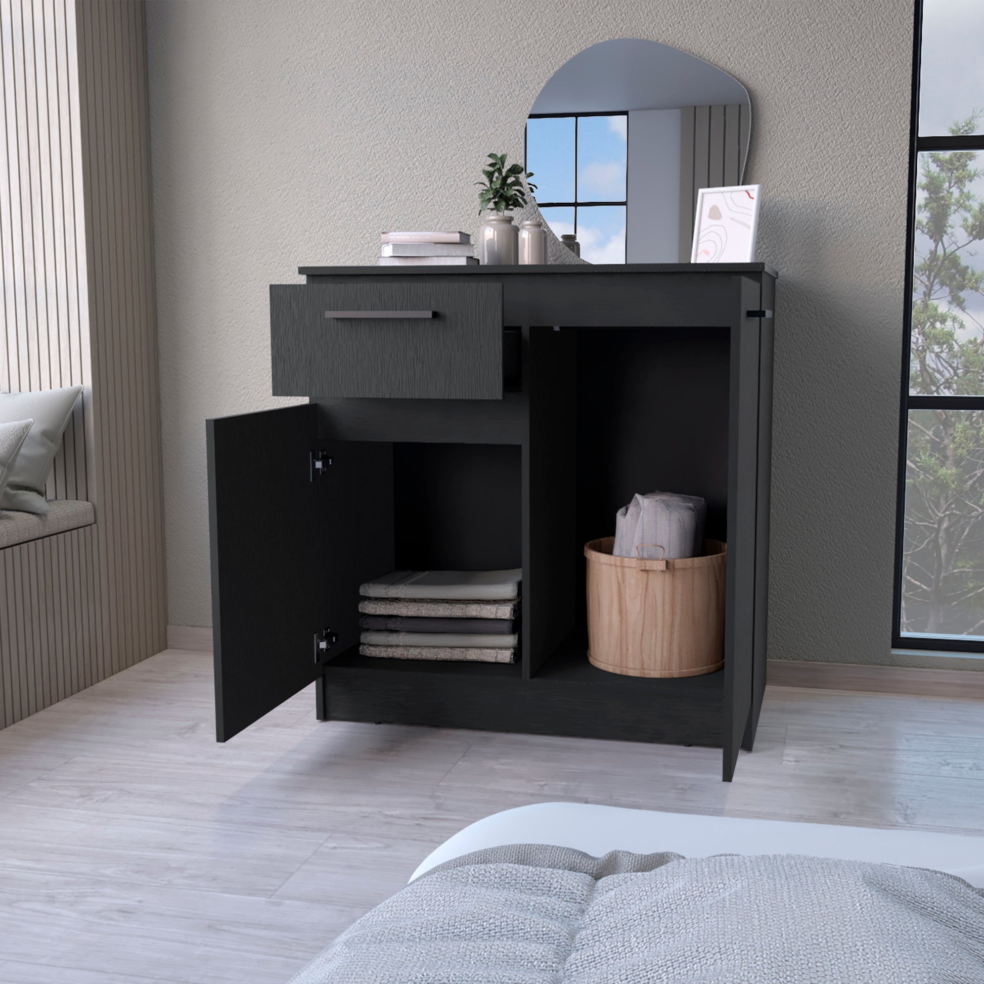 Black Clarion Dresser - 1 Drawer & 2 Doors