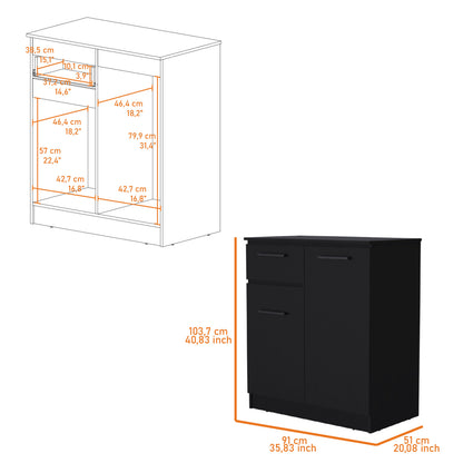 Black Clarion Dresser - 1 Drawer & 2 Doors