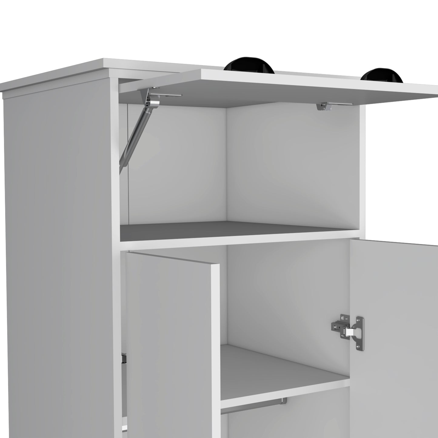 White Modern Armoire with Hinged Drawer & Double Door for Bedroom