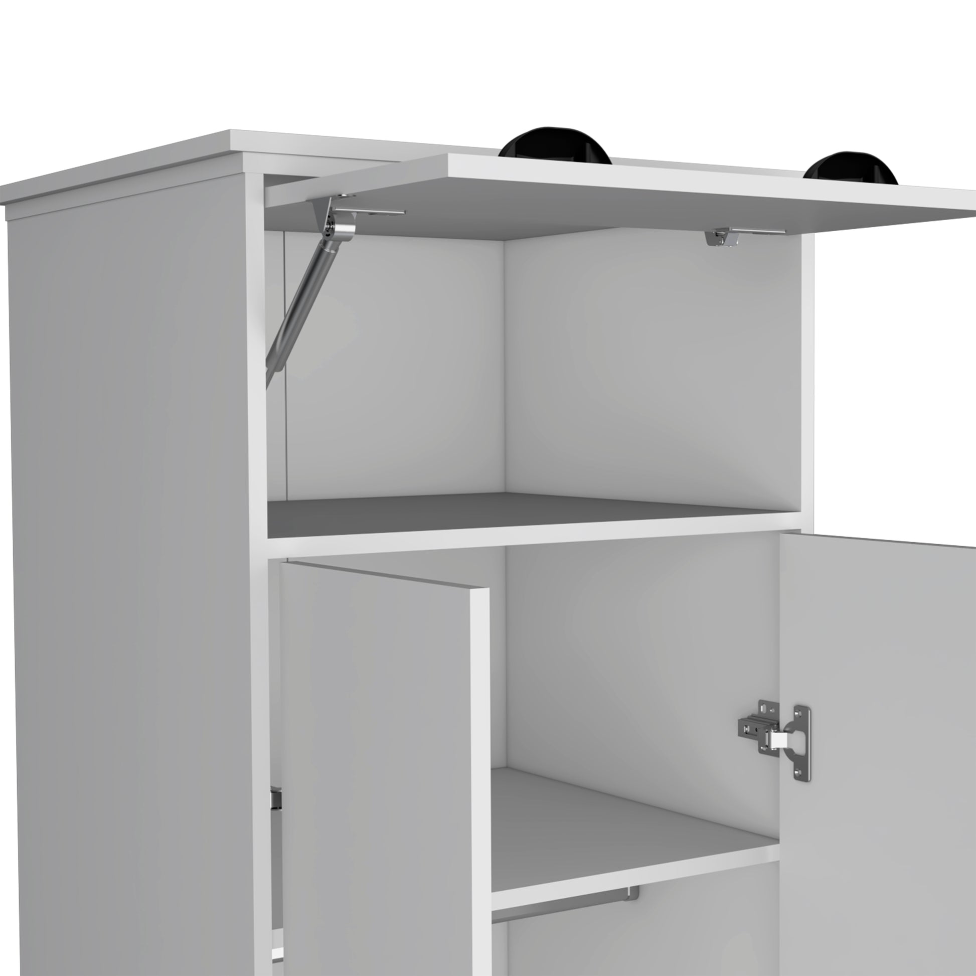 White Modern Armoire with Hinged Drawer & Double Door for Bedroom