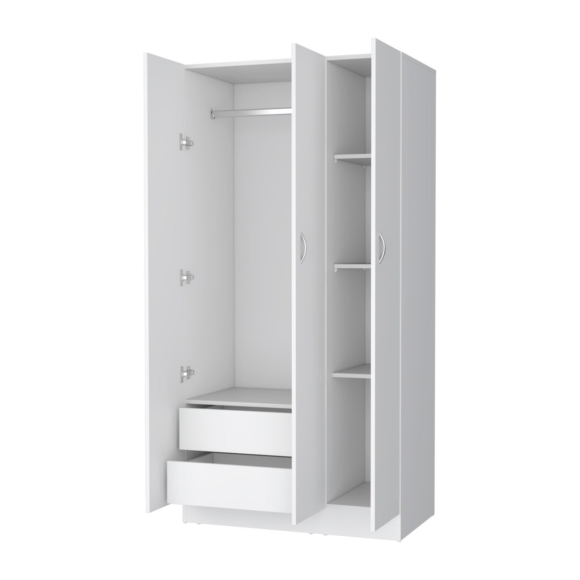 White Bedroom Dresser with 2 Drawers & Shelves