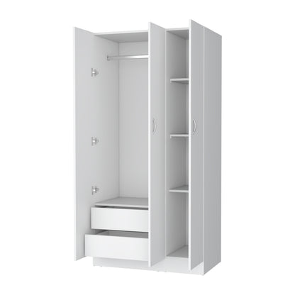 White Bedroom Dresser with 2 Drawers & Shelves