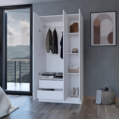 White Bedroom Dresser with 2 Drawers & Shelves