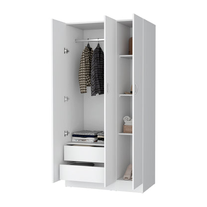 White Bedroom Dresser with 2 Drawers & Shelves