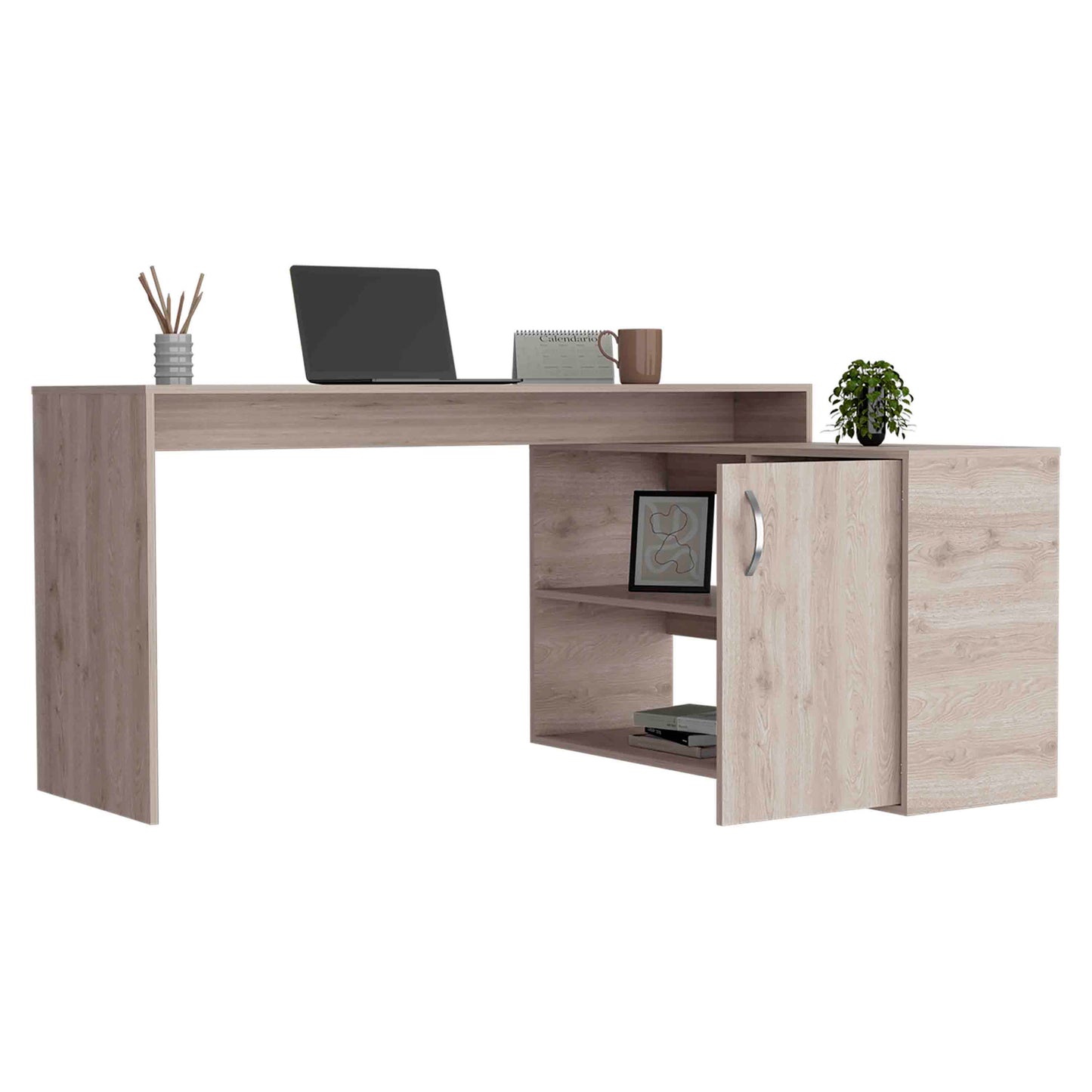 Modern L-Shaped Computer Desk with Storage for Office Work