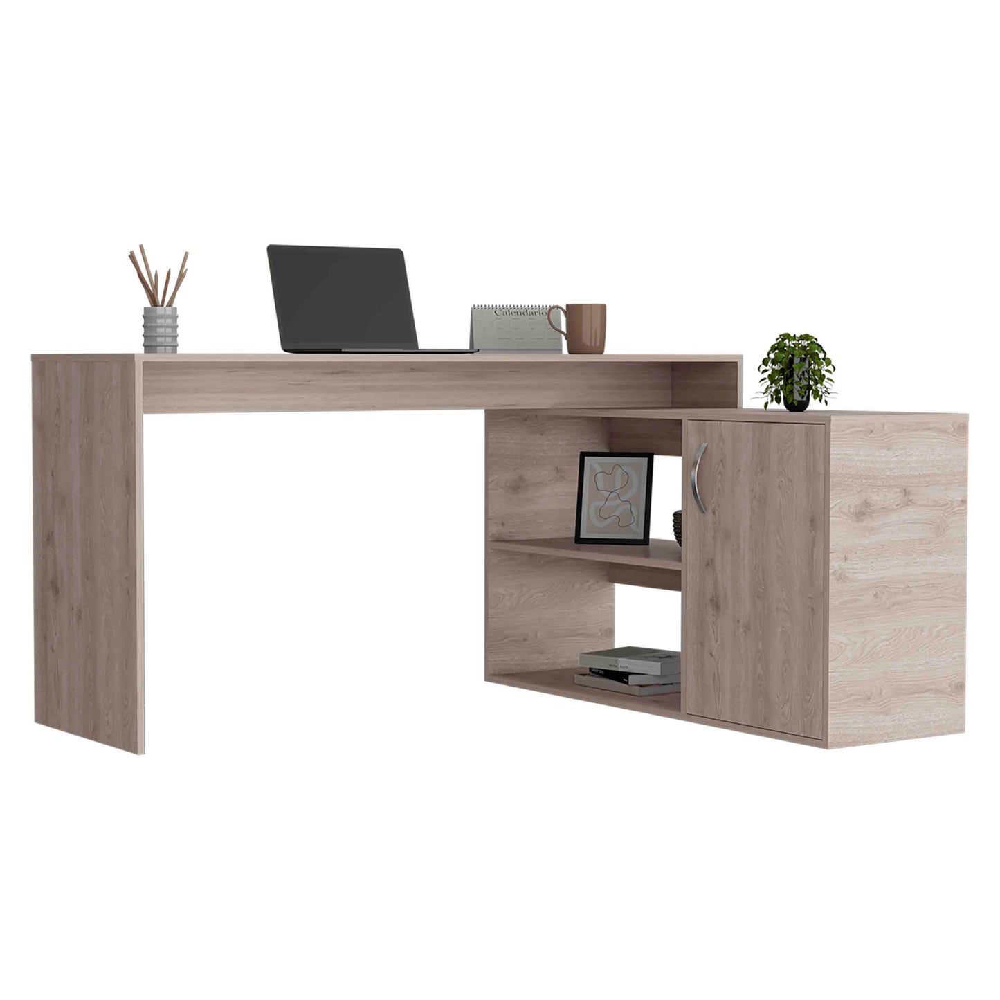 Modern L-Shaped Computer Desk with Storage for Office Work