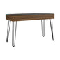 Modern Industrial Brown Computer Desk with Glass Top for Office Work for Home Office