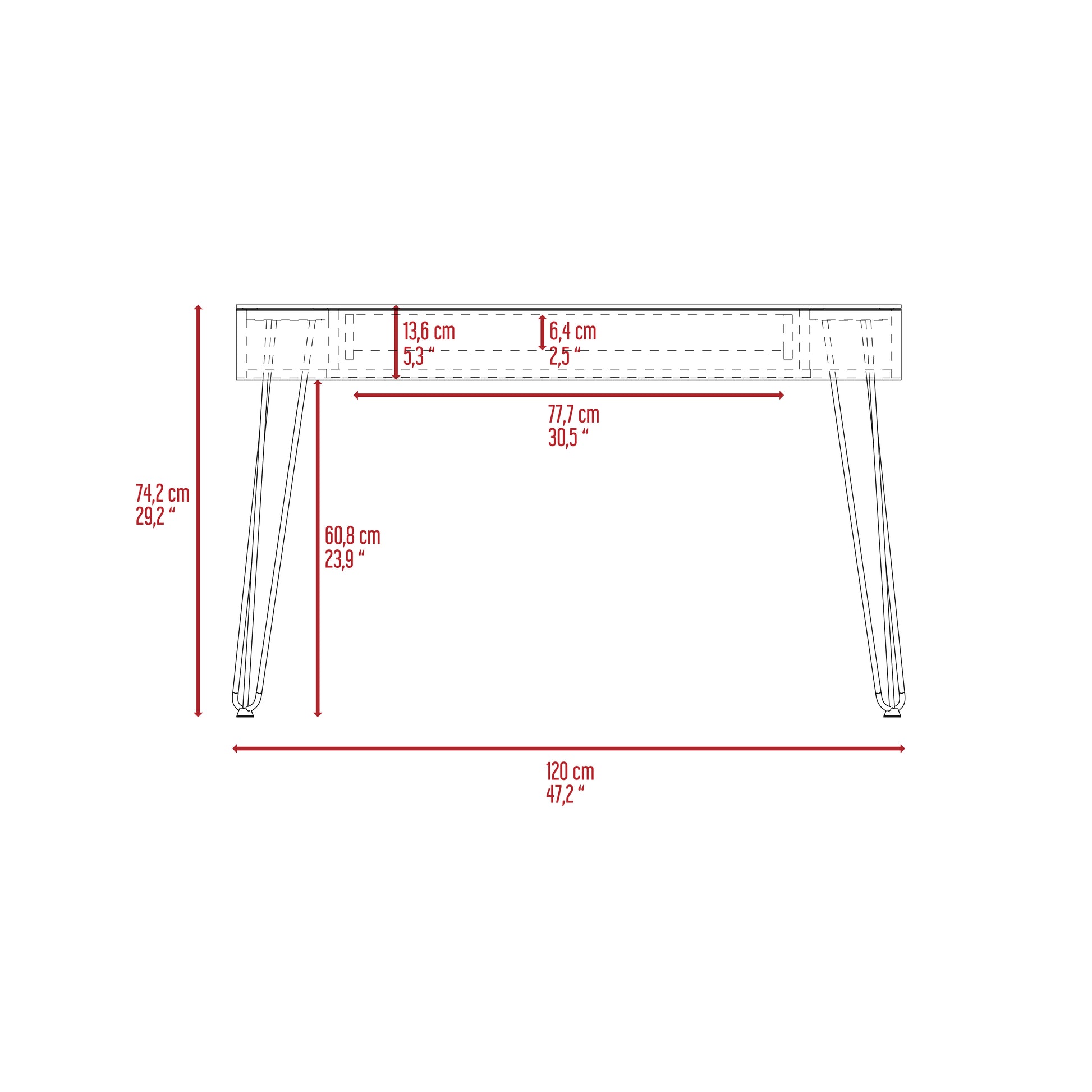 Modern Industrial Brown Computer Desk with Glass Top for Office Work for Home Office
