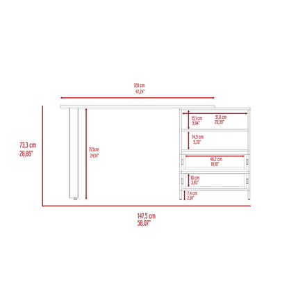 Light Grey Writing Desk with 2 Drawers & Shelves for Home Office
