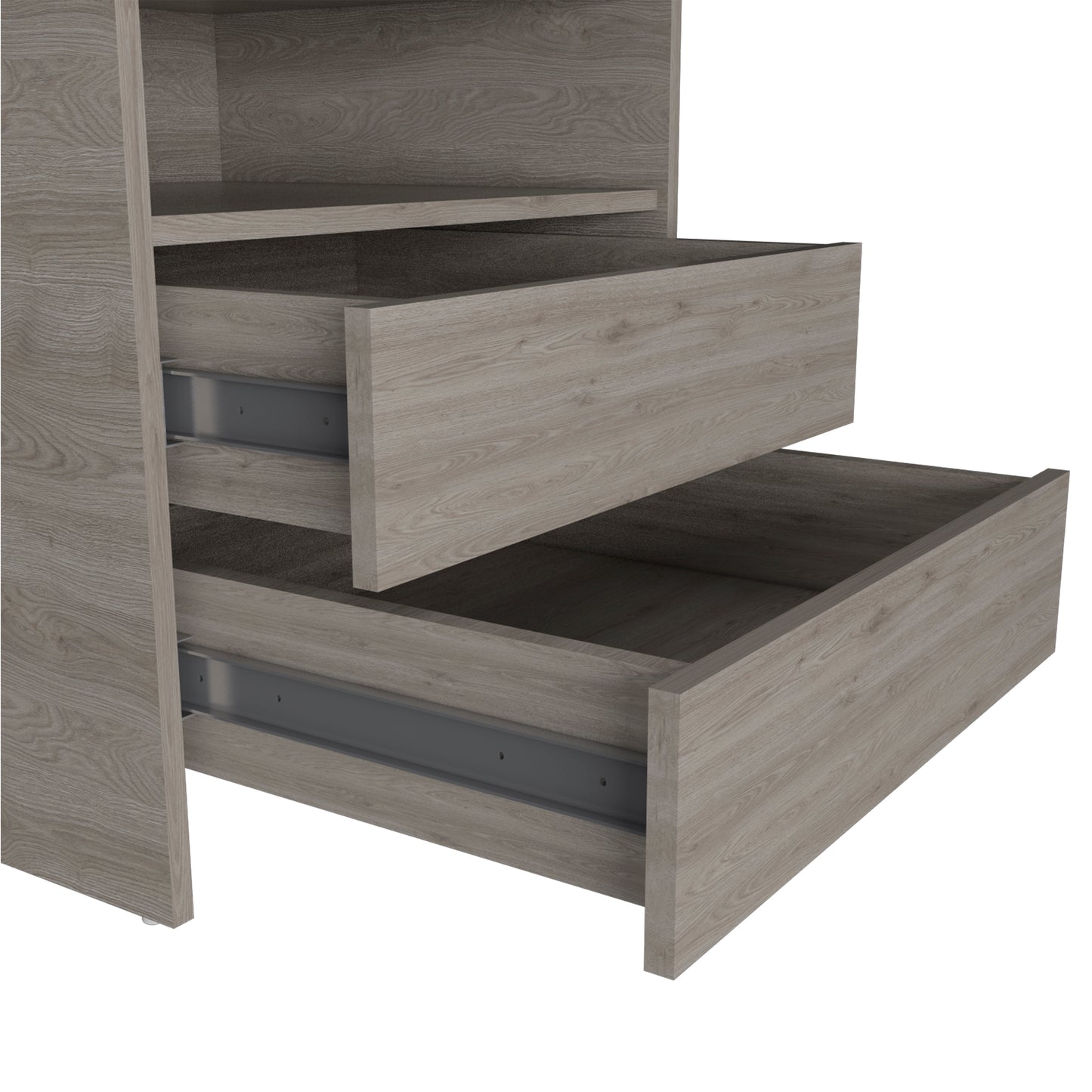 Light Grey Writing Desk with 2 Drawers & Shelves for Home Office