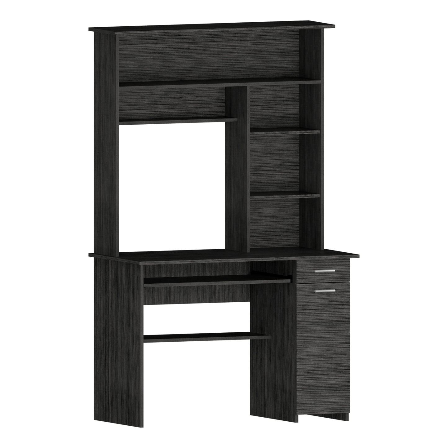 Modern Oak Computer Desk with Hutch & Storage