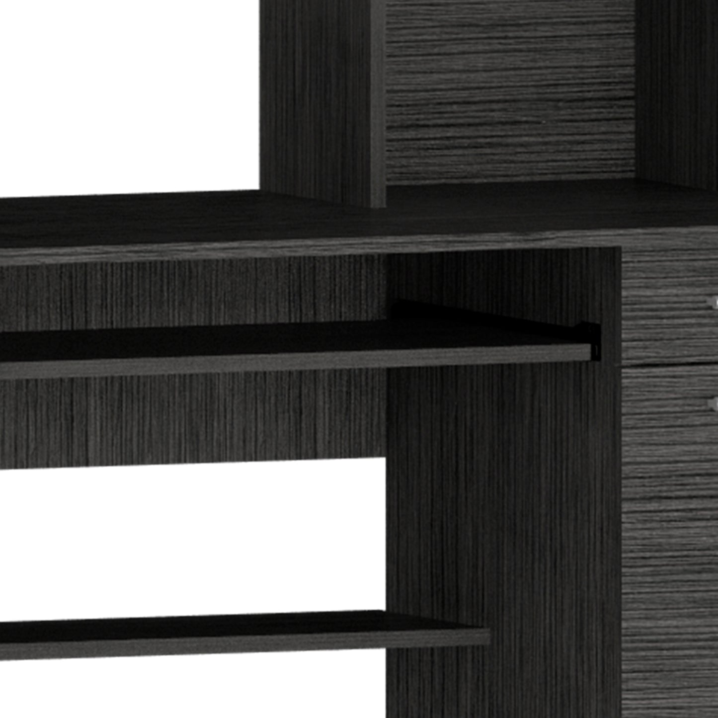 Modern Oak Computer Desk with Hutch & Storage