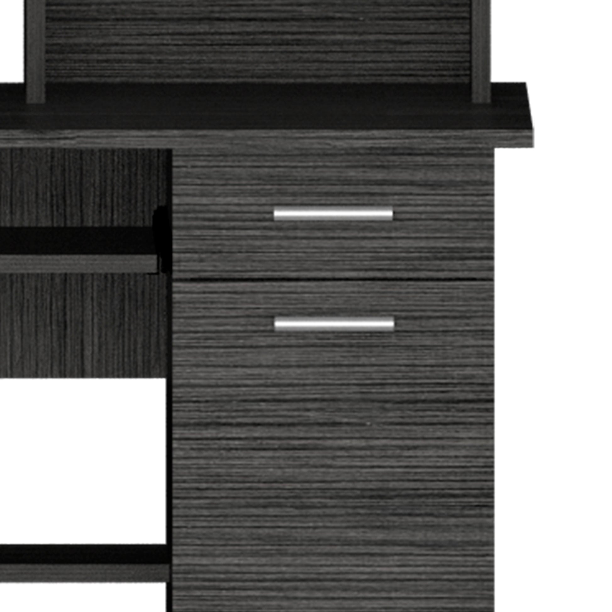 Modern Oak Computer Desk with Hutch & Storage