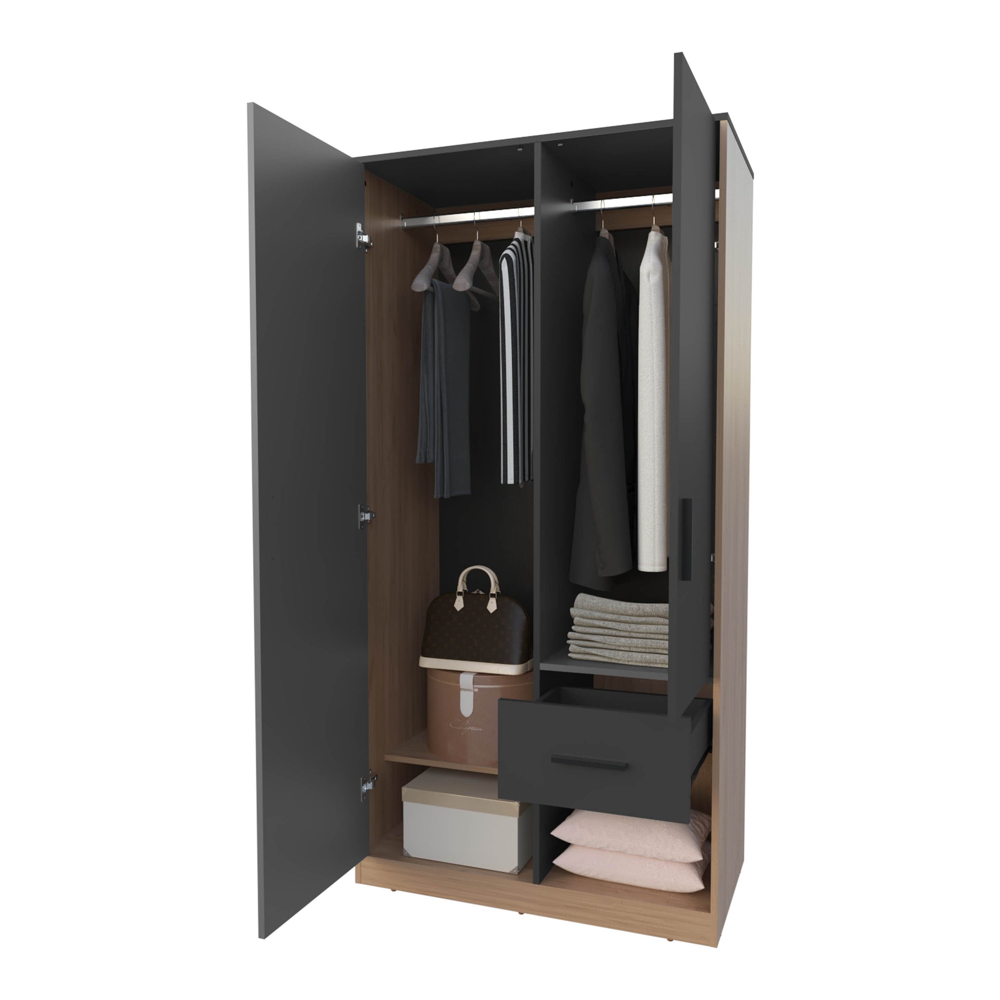 70.9" Multicolor Particle Board Bedroom Wardrobe