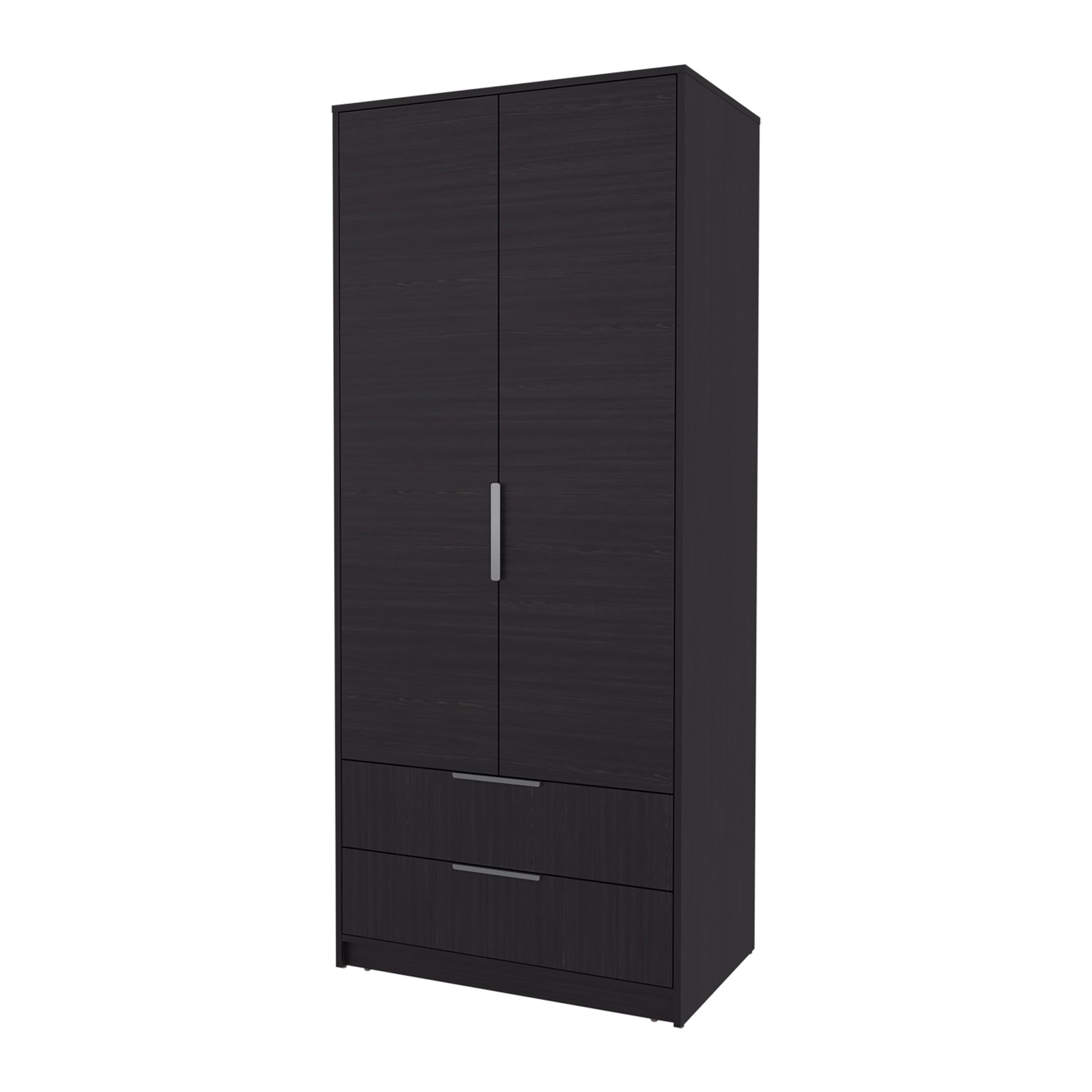 Wenge Bedroom Dresser with Hanging Rod - 74.4" Wide