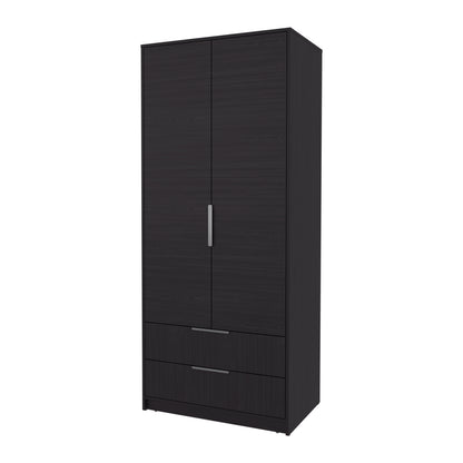 Wenge Bedroom Dresser with Hanging Rod - 74.4" Wide