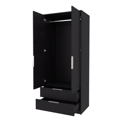 Wenge Bedroom Dresser with Hanging Rod - 74.4" Wide