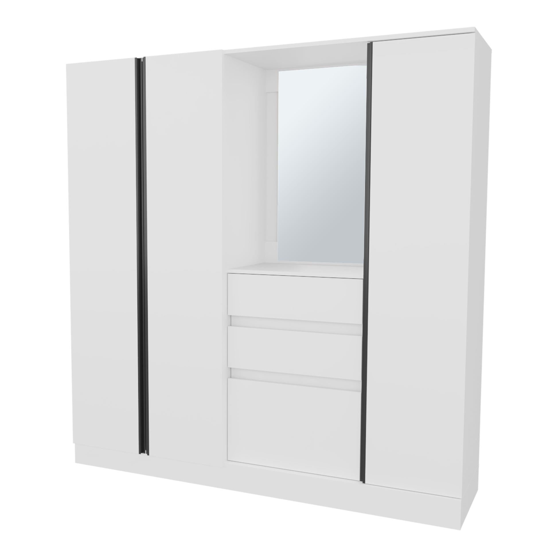 73" White Bedroom Wardrobe with Hanging Rod