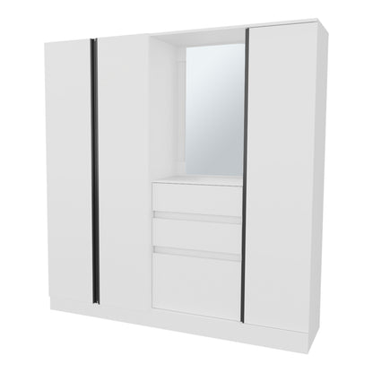73" White Bedroom Wardrobe with Hanging Rod