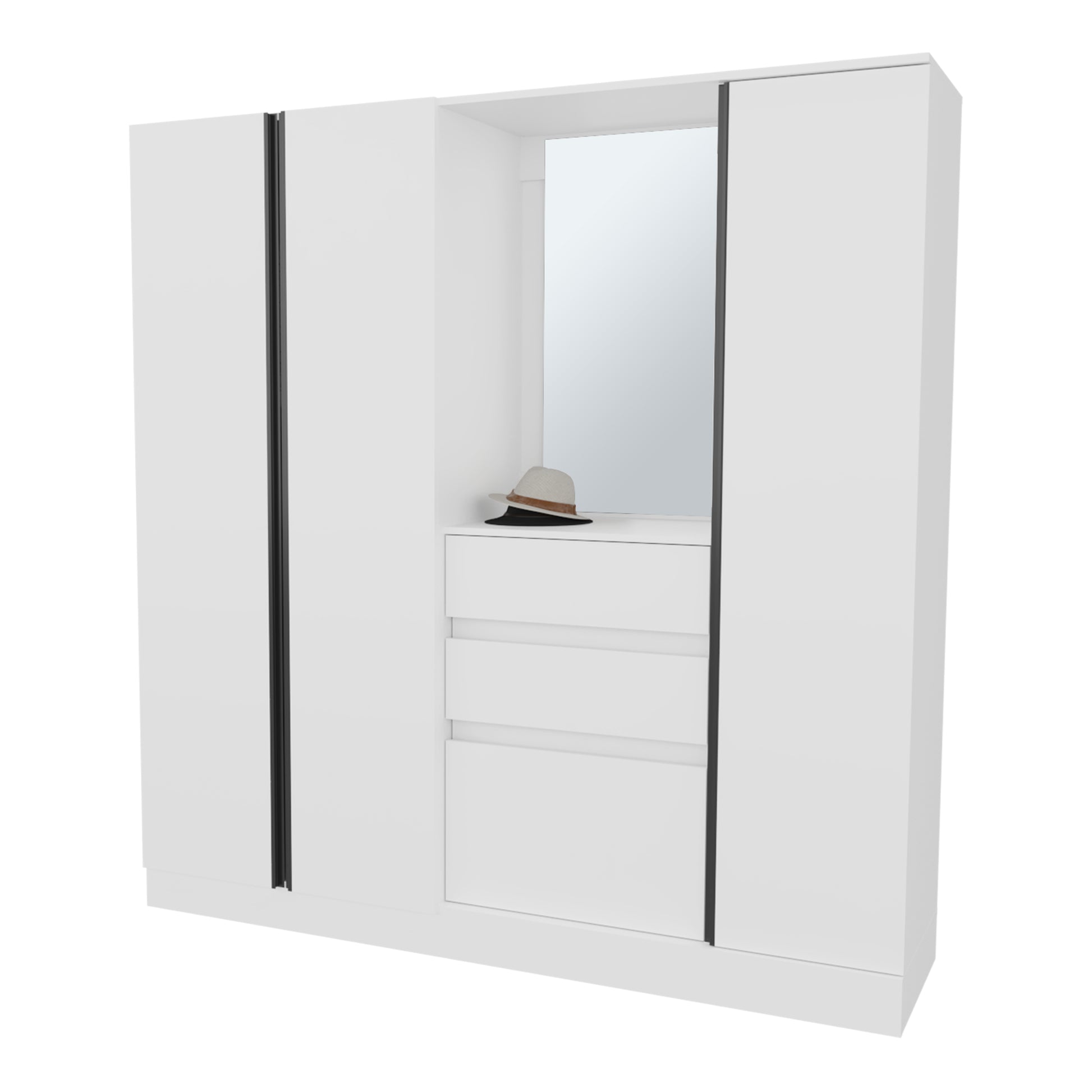 73" White Bedroom Wardrobe with Hanging Rod