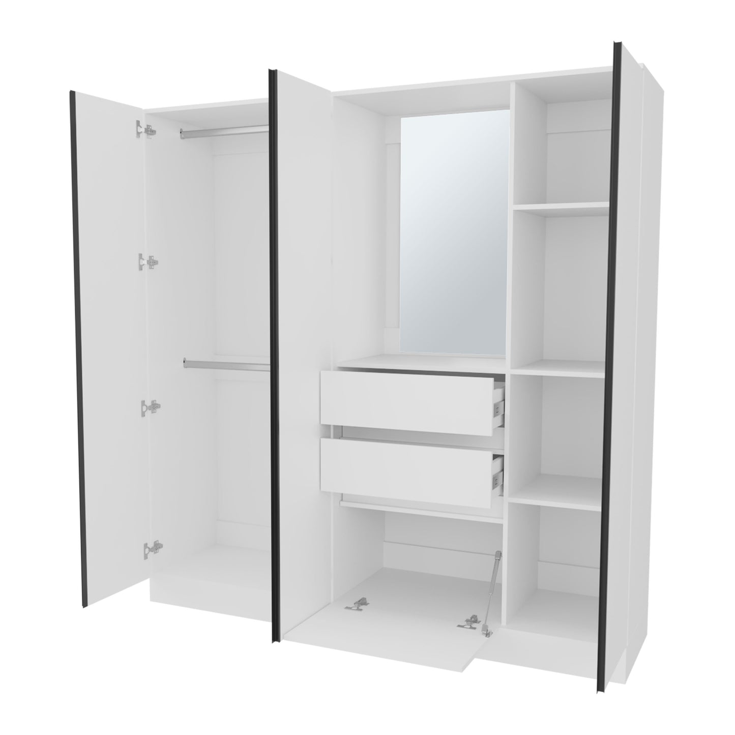 73" White Bedroom Wardrobe with Hanging Rod