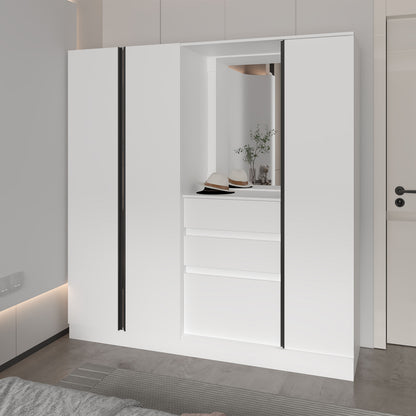 Canyon Wardrobe Organizer with Mirror and Storage Compartments, White