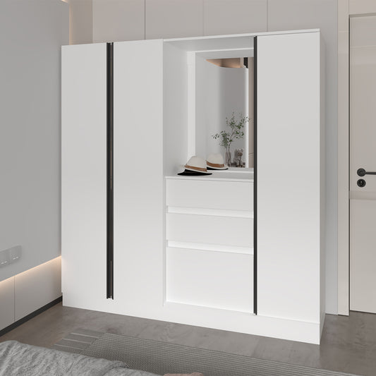 Canyon Wardrobe Organizer with Mirror and Storage Compartments, White