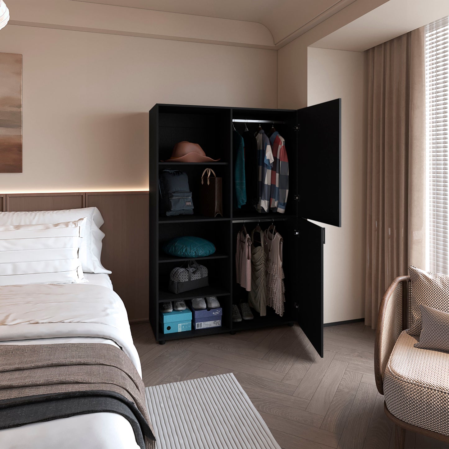 Wenge 2-Door Bedroom Dresser - 72" Wide
