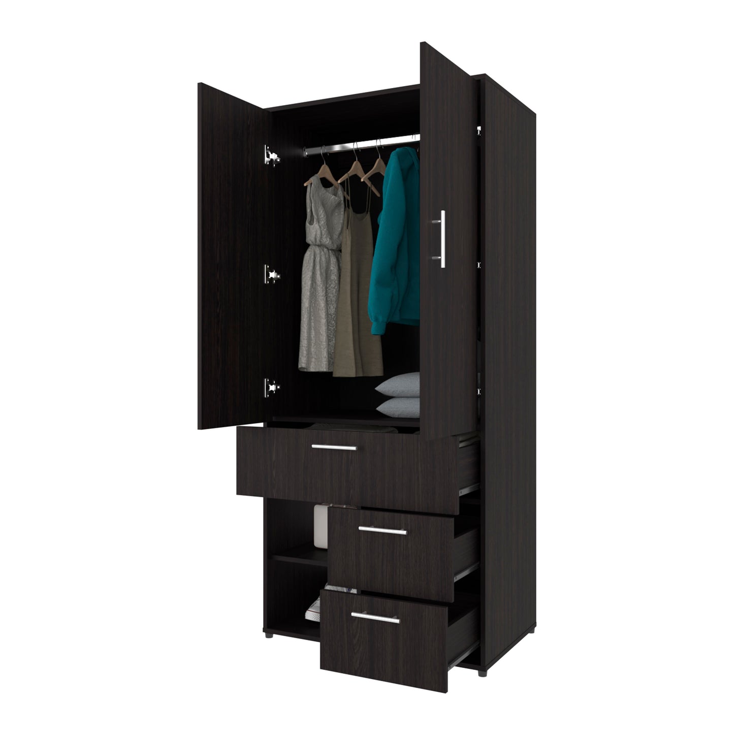 Wenge Bedroom Dresser 70.8" Two-Door Wardrobe