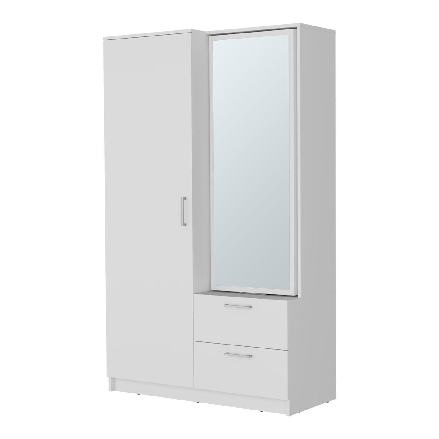70.9" White Bedroom Wardrobe with Hanging Rod