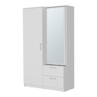 70.9" White Bedroom Wardrobe with Hanging Rod