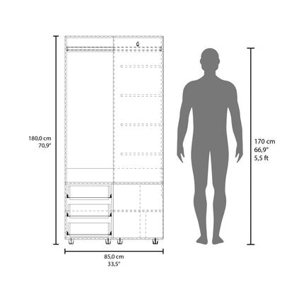 70.9" Wenge Bedroom Dresser with Full-Length Rod