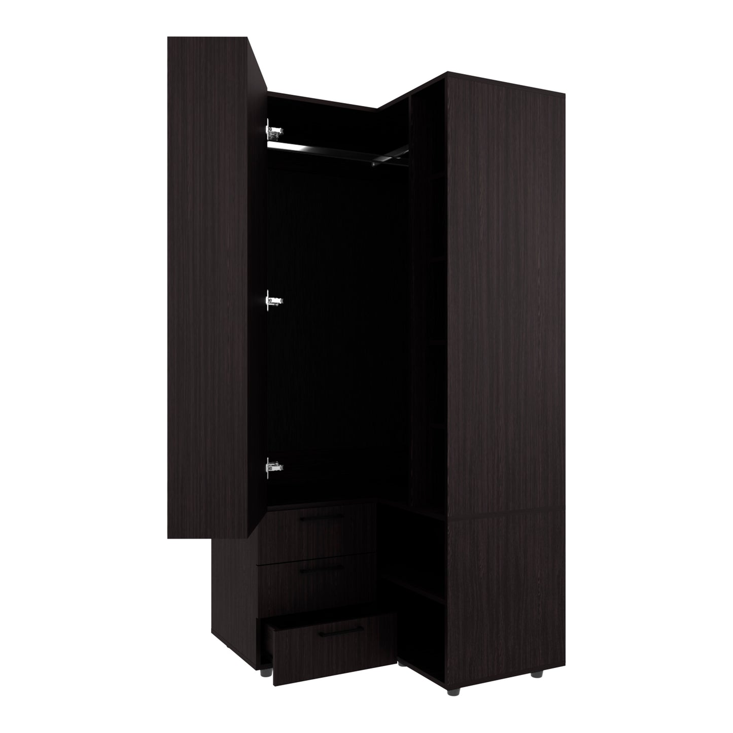 70.9" Wenge Bedroom Dresser with Full-Length Rod