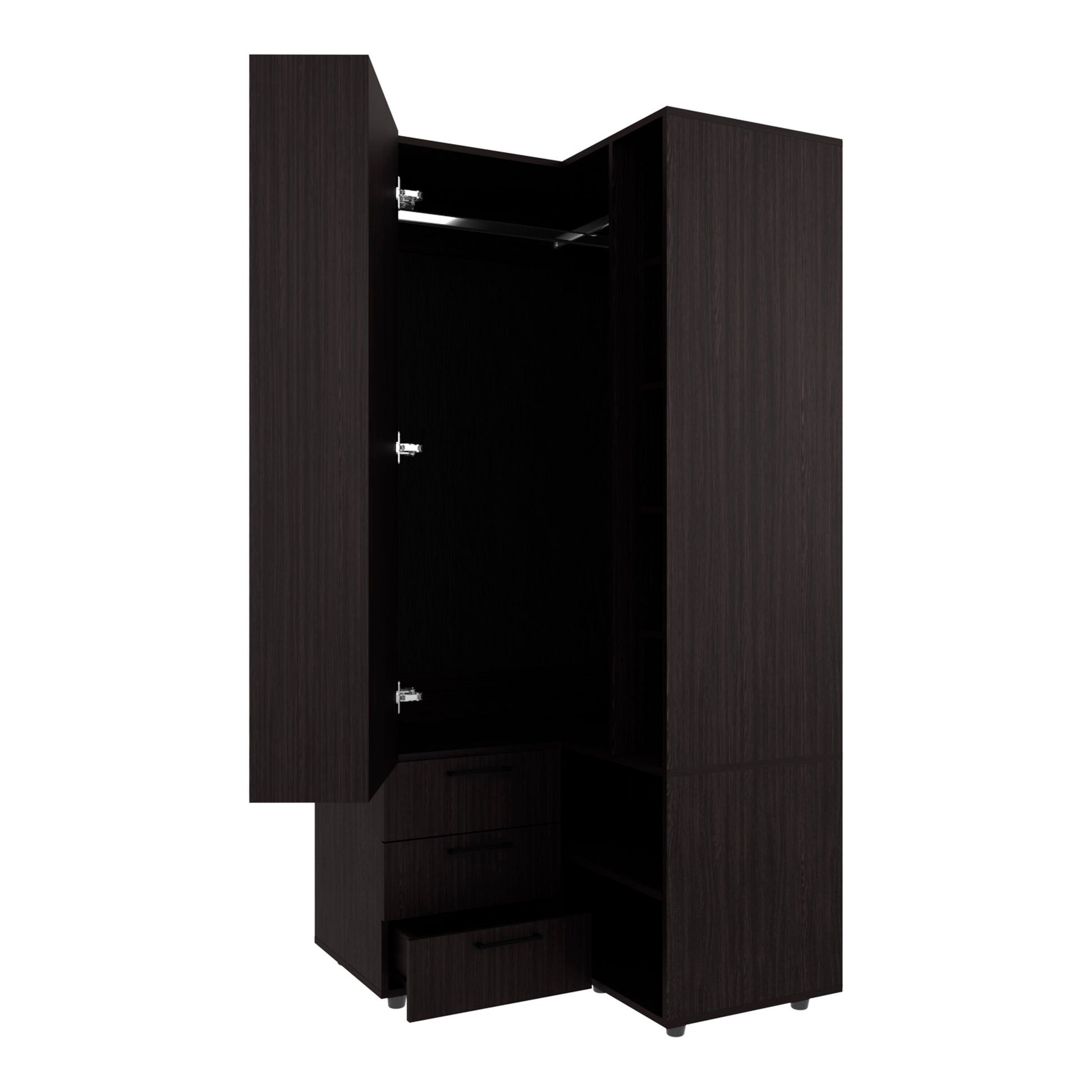 70.9" Wenge Bedroom Dresser with Full-Length Rod