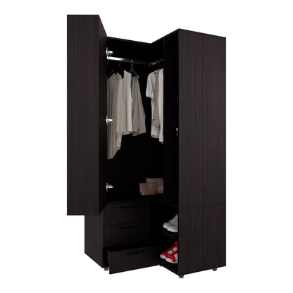 70.9" Wenge Bedroom Dresser with Full-Length Rod