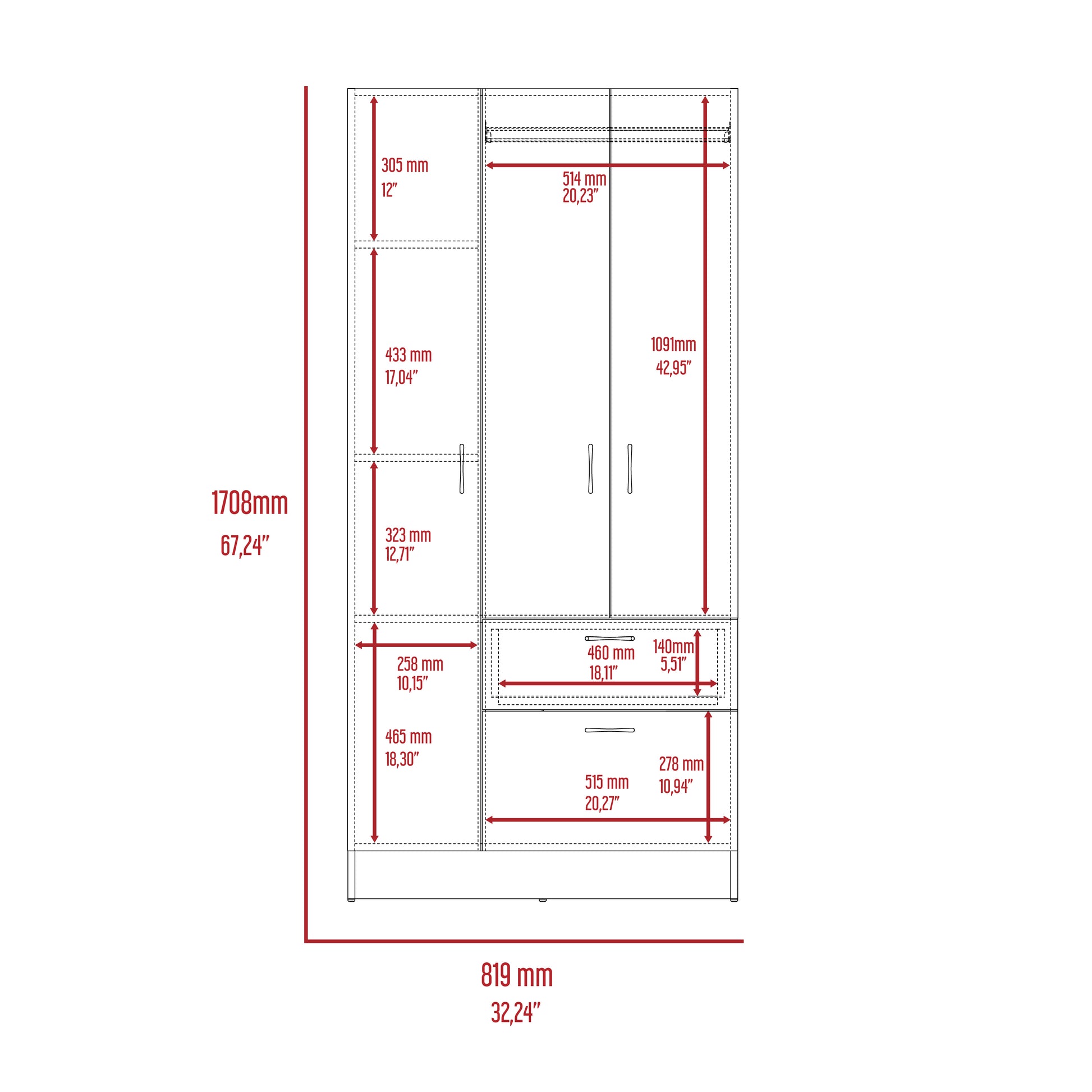 Ramblas Armoire: 2-Door Storage with Hanging Rod