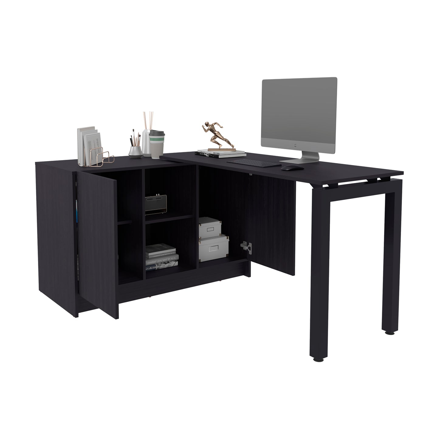 Wenge Computer Desk - Modern Office Storage for Home Office
