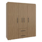 Extremoduro 4-Door Wardrobe with Drawers and Shelves for Storage, Modern Design, Natural Oak