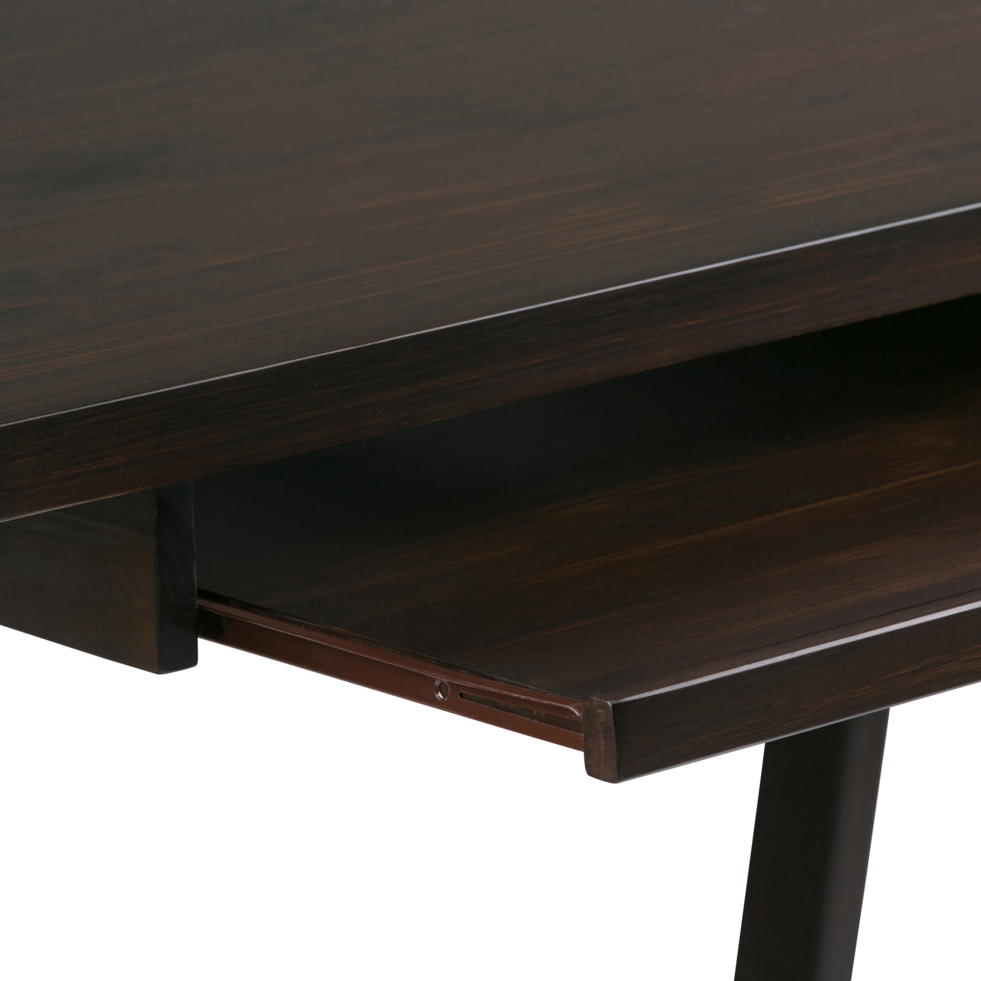 Dark Brown Solid Wood Workspace Desk with Keyboard Tray