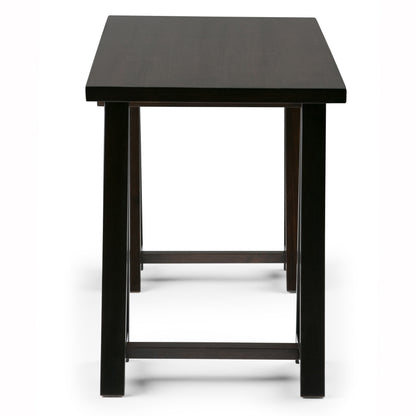 Dark Brown Solid Wood Workspace Desk with Keyboard Tray