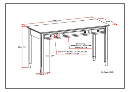 Solid Wood Desk with Keyboard Tray and Storage for Home Office