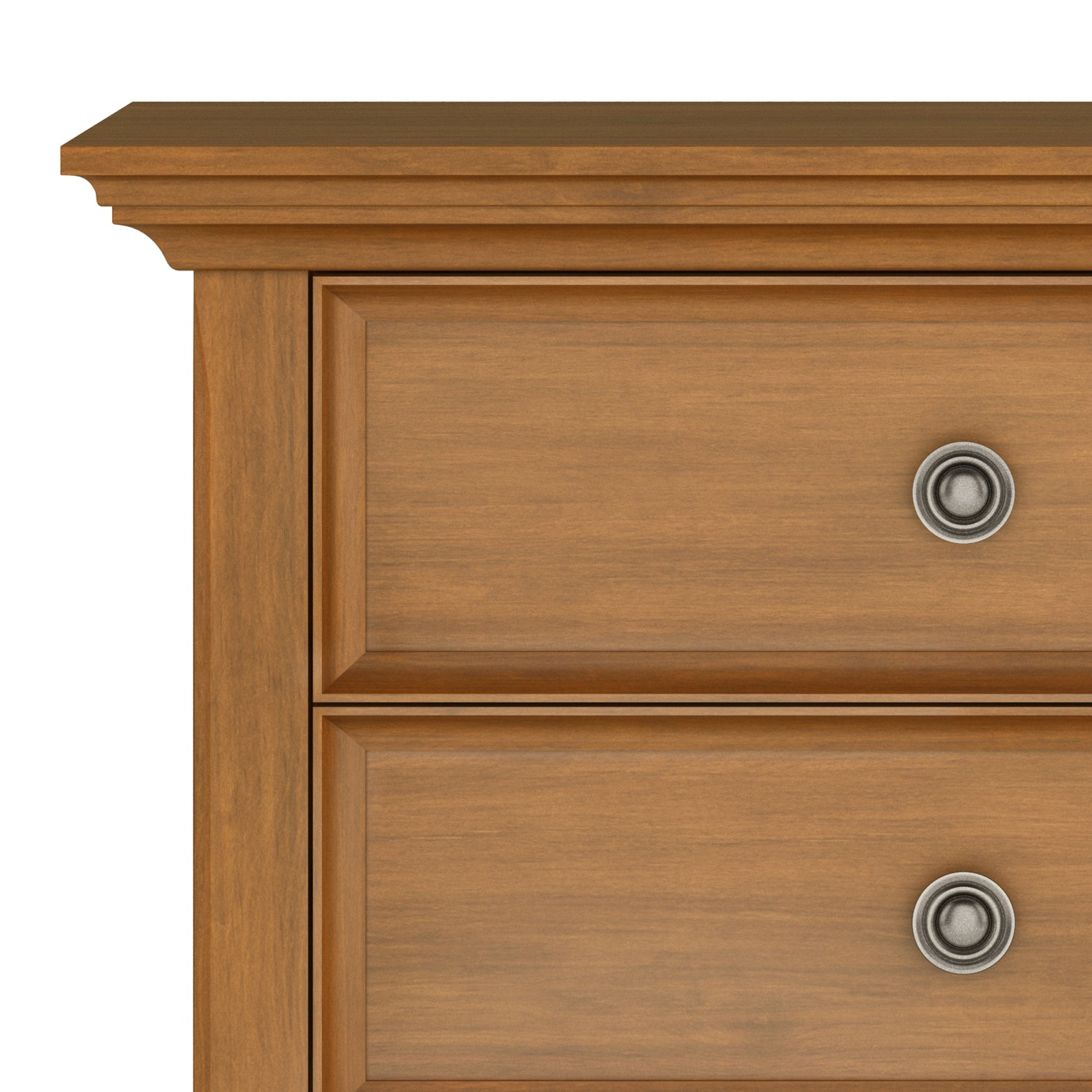 Light Brown Solid Wood Nightstand with Two Drawers for Bedroom Storage