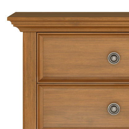 Light Brown Solid Wood Nightstand with Two Drawers for Bedroom Storage