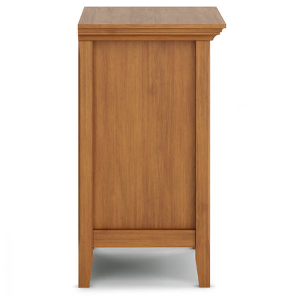 Light Brown Solid Wood Nightstand with Two Drawers for Bedroom Storage